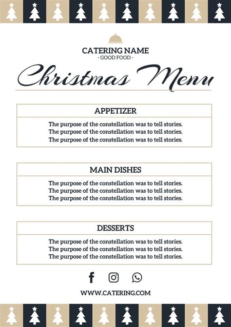 Free Elegant Christmas Catering Menu template to edit