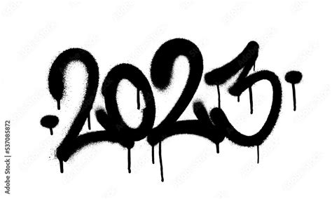 Sprayed 2023 tag gfont graffiti with overspray in black over white. Vector illustration. Stock ...