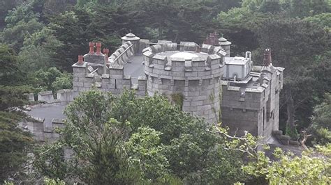 Irish Singer Enya's castle 'Manderley' seen from a misty Dalkey hill in Dublin, Ireland. Enya ...