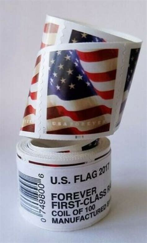 1 ROLL OF 100 FOREVER USPS US FLAG POSTAGE STAMPS- FIRST CLASS MAIL ...