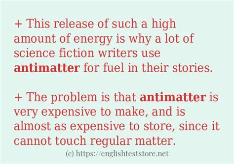 Example uses in sentence of "antimatter" - EnglishTestStore Blog