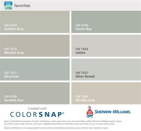 paint colors Silver Strand, Mindful gray, Oyster Pearl, Passive Gray ...