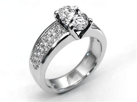 Engagement Ring -Wide Pave Band Oval Diamond Engagement Ring-ES1315