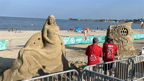 Revere Beach sand sculptures draw crowds despite heat, storm warnings ...