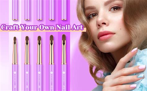 Amazon.com : Aeocidy Gel Nail Brush - 5pcs Nail Art Brushes Poly Extension Nail Gel Brushes ...