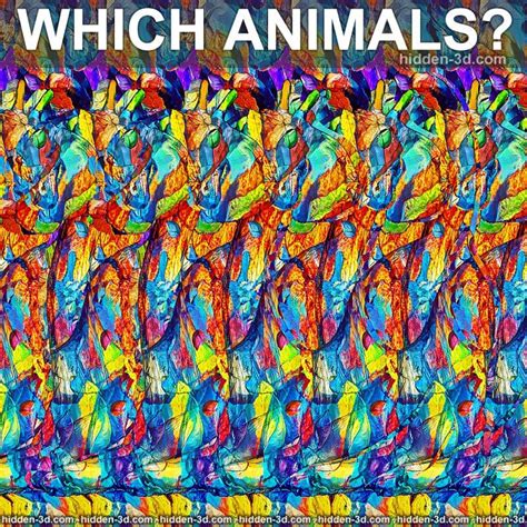 Stereogram by 3Dimka: How many and which animals?. Tags: cat alligator ...