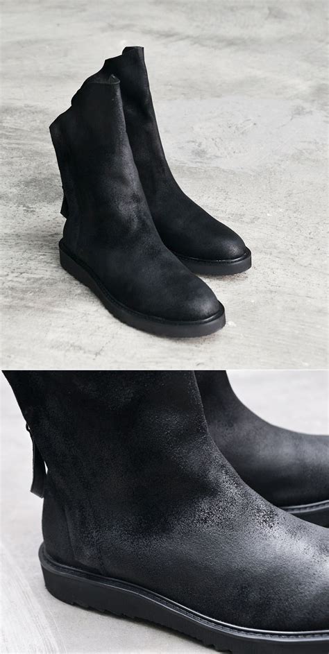 Shoes :: Avant-garde Wax Coated Suede Zipper Boots-Shoes 366 - GUYLOOK ...