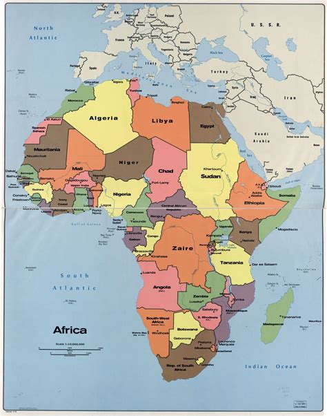 In high resolution detailed political map of Africa with the marks of capital cities and names ...