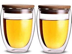 Coffee Mug - Glass Coffee Mugs,Double Wall Glass Coffee Tea Cups with Bamboo Lid 350ml 1pis ...