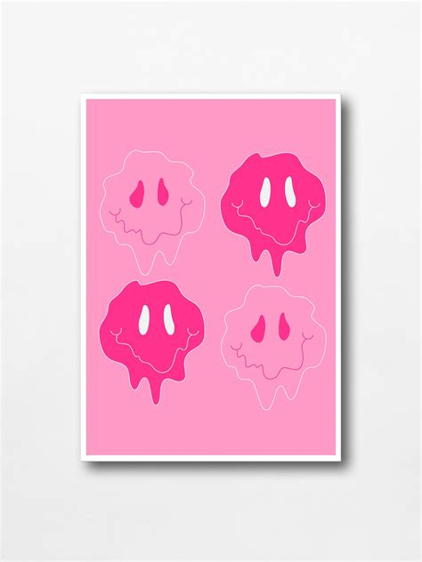 Pink Smiley Preppy Wall Art Dorm Decor Office Wall Art Pink - Etsy in 2022 | Pink room decor ...