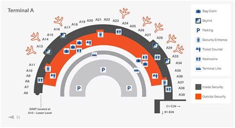 Terminal A map airport DFW Dallas Fort Worth Texas