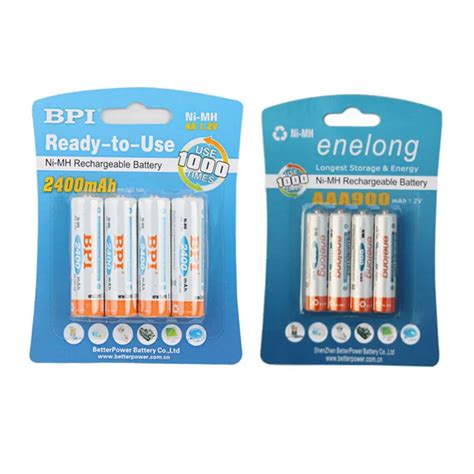 BPI 4Pc/1card 1.2V 2400mAh AA Batteries+ Ienelong 4Pcs/1card 900mAh AAA Batteries NI MH AA/AAA ...