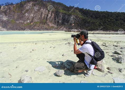 White Crater or Kawah Putih, a Volcanic Sulfur Crater Lake in a Caldera in Ciwidey, West Java ...