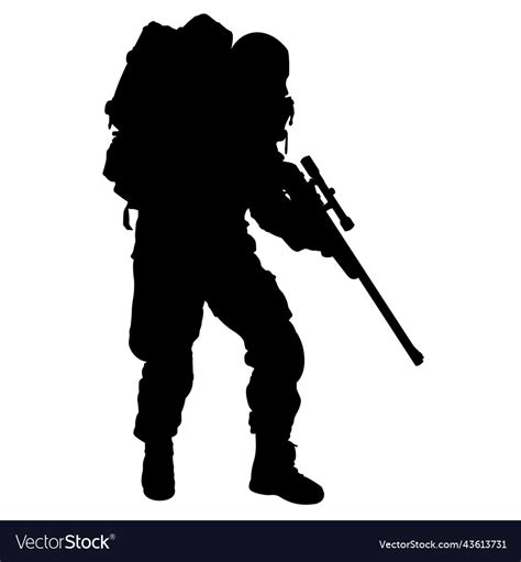 Soldier sniper silhouette Royalty Free Vector Image