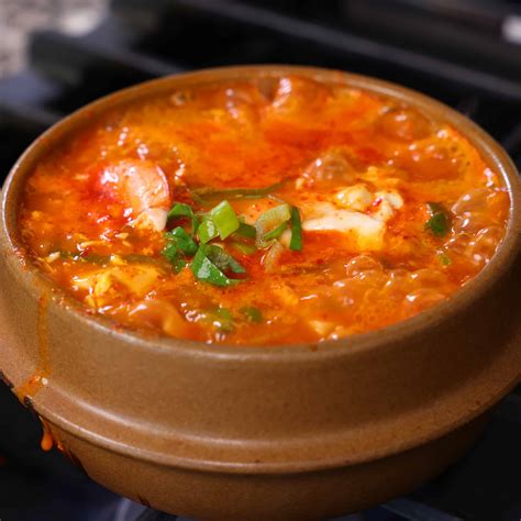 Haemul sundubu-jjigae (Spicy soft tofu stew with seafood) recipe by Maangchi