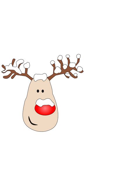 Reindeer with Red Nose and Antlers vector clipart image - Free stock photo - Public Domain photo ...