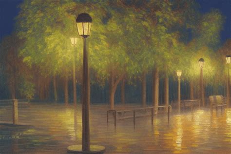 Oil Painting of Park in the Night · Creative Fabrica