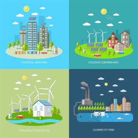 Free Vector | Eco City Design Concept Set