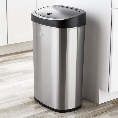 Mainstays 13.2 Gallon Trash Can, Motion Sensor Kitchen Trash Can, Stainless Steel - Walmart.com ...