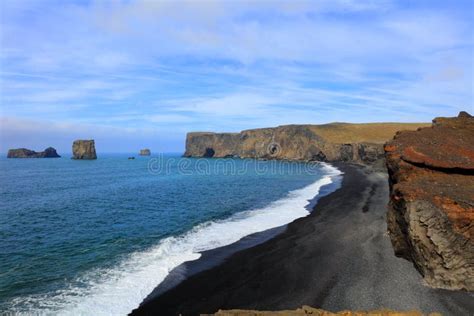 Beautiful Black Lava Beach in Dyrholaey Iceland Stock Image - Image of calm, horizon: 113604171