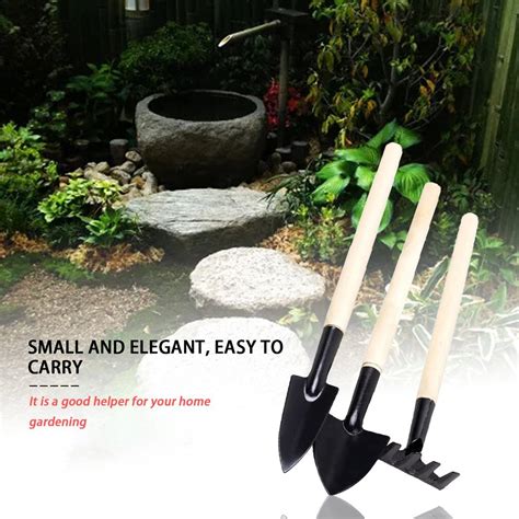 Long Handle Gardening Tools 3PCS/Set Gardening Mini Tool Wood Handle ...