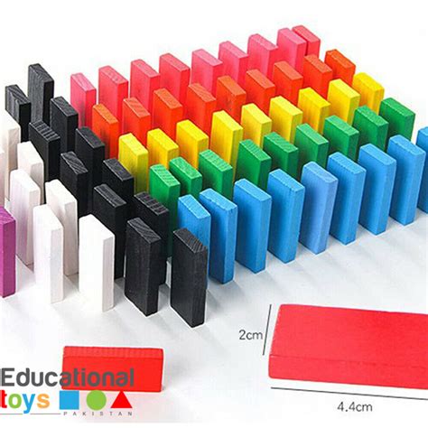 Buy Colorful Wooden Domino Blocks Set (120 Pcs) Online - Educational Toys Pakistan