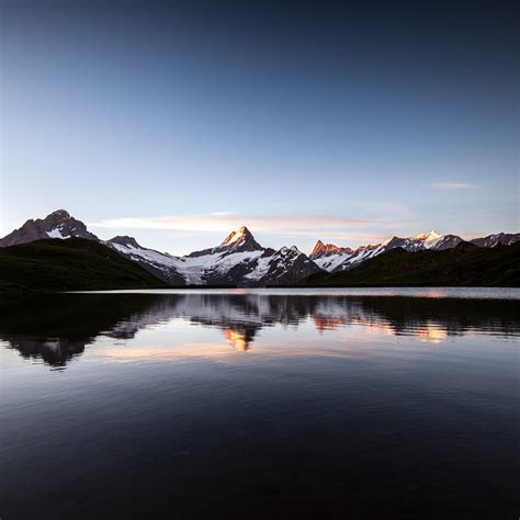 Sunrise Wallpaper 4K, Morning, Bachalpsee, Lake