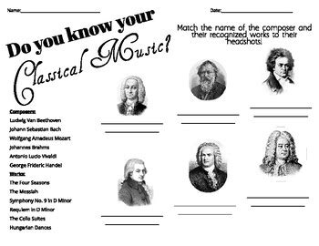 Music History Composers Worksheet by Karen Munoz-Martinez | TPT