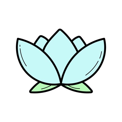 Lotus flower doodle icon, vector illustration on white. Simple drawing in blue color 13789392 ...