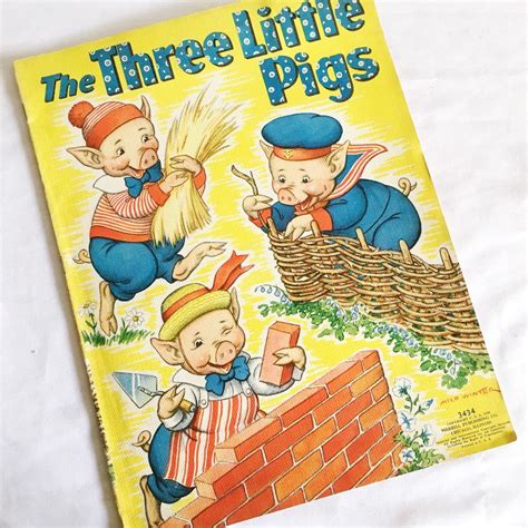 VINTAGE the Three Little Pigs Yellow Hardback Book - Etsy