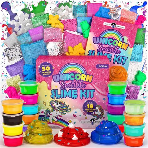 Amazon.com: Original Stationery Unicorn Sparkle Slime Kit, 50-Piece Unicorn Slime Kit with 18pcs ...