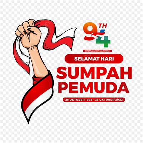 Hari Sumpah Pemuda Vector PNG Images, Lettering Text Of Hari Sumpah Pemuda 2022 With Logo Hsp Ke ...