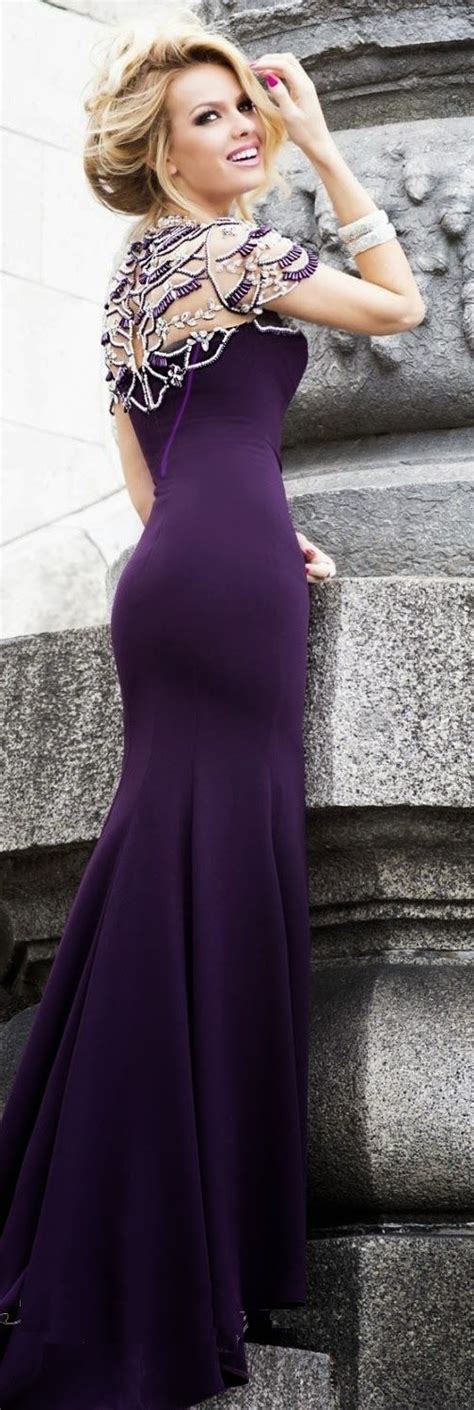 Gorgeous plum color maxi gown fashion style | Tarik ediz dresses prom ...