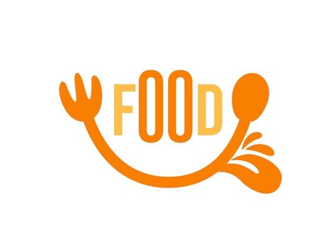 Premium Vector | Food Logo with smile spoon and fork Delicious food design illustration tongue ...