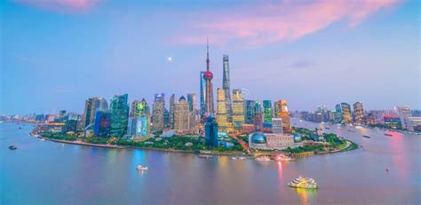 View of Downtown Shanghai Skyline at Twilight Stock Image - Image of ...