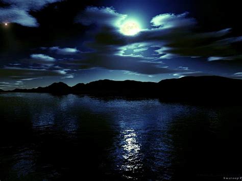 Moonlight over water, skies, moon, water, clouds, lake, night, HD ...