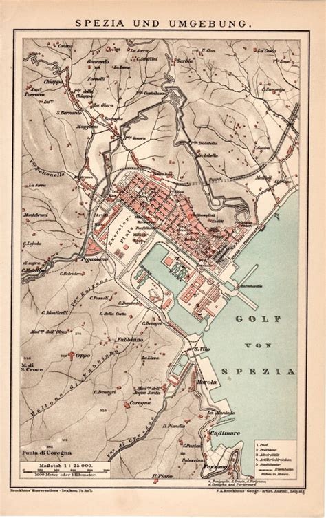 1895 La Spezia Port Print Italy Gulf of La Spezia Genoa