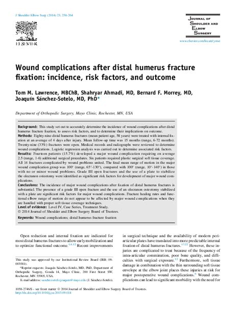 (PDF) Wound Complications in Distal Humerus Fracture Fixation