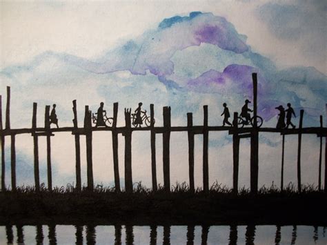 original watercolor wood bridge 1 | Watercolor on wood, Bridge painting ...