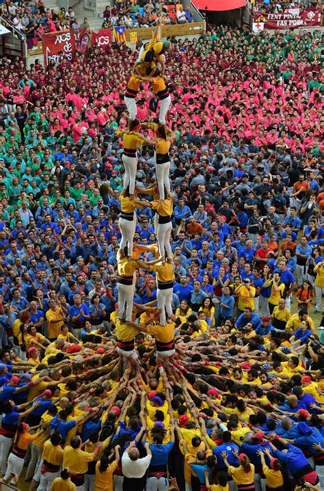 Building human towers in Catalonia, Spain