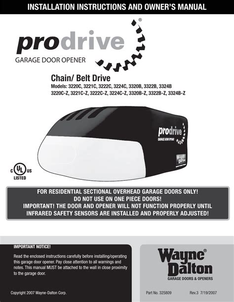 Wayne-Dalton PRODRIVE 3222C-Z User Manual | 48 pages | Also for ...