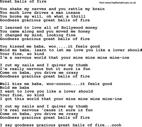 Bruce Springsteen song: Great Balls Of Fire, lyrics