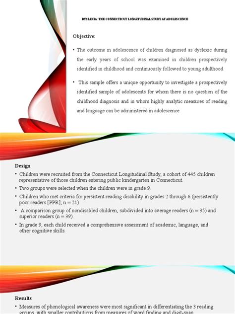 Phonological Deficits Persist into Adolescence: A Longitudinal Study of Children with Dyslexia ...