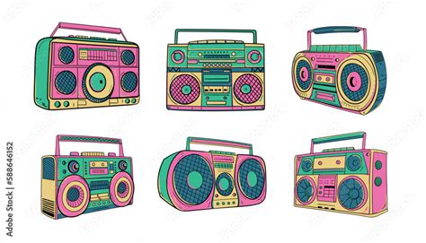 retro Boombox illustration isolated on a white background Stock Vector | Adobe Stock