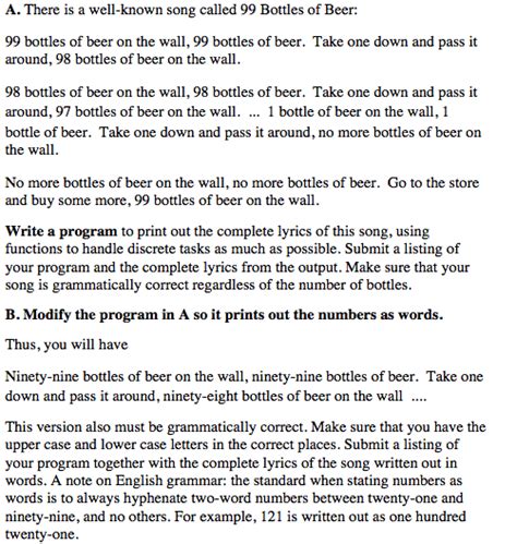 Solved There is a well-known song called 99 Bottles of Beer: | Chegg.com