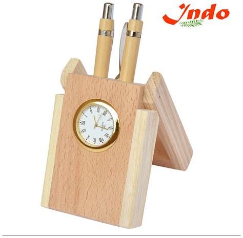 Buy Indo Wooden Pen Stand With Pen & Watch Online at Low Prices in ...