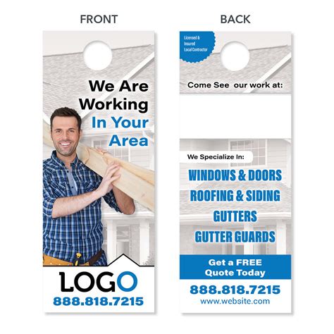 Remodeling Contractor Door Hanger - Designed & Printed - FREE Shipping – Footbridge Marketing