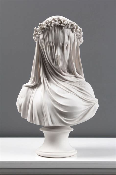 Veiled Lady Bust Statue / Maiden Marble Sculpture - Made in Europe 13.9 ...