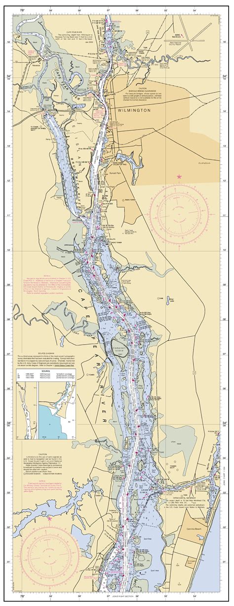 CAPE FEAR RIVER - CAPE FEAR TO WILMINGTON nautical chart - ΝΟΑΑ Charts - maps