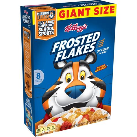 Kellogg's Frosted Flakes Breakfast Cereal, 8 Vitamins and Minerals, Kids Snacks, Original, 33 ...